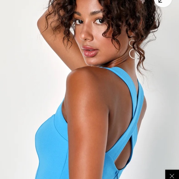 Lulus Glamorous Dedication Blue Sleeveless Column Maxi Dress - Size M - Picture 3 of 5